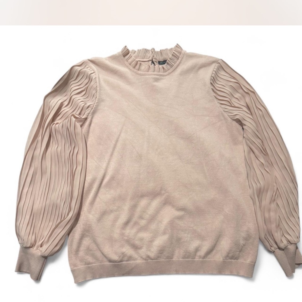 Adrianna Papell Blush Sweater with Pleated Sleeves
